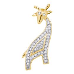 Diamond Giraffe Animal Pendant 1/10 Cttw 10kt Yellow Gold