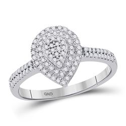 Diamond Concentric Teardrop Cluster Ring 1/3 Cttw 10kt White Gold