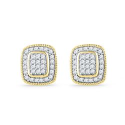 Diamond Square Cluster Stud Earrings 1/4 Cttw 10kt Yellow Gold