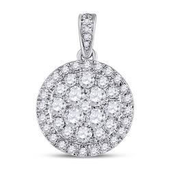 Diamond Halo Cluster Pendant 1.00 Cttw 14kt White Gold