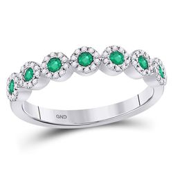 Round Emerald Circle Stackable Band Ring 1/2 Cttw 10kt White Gold