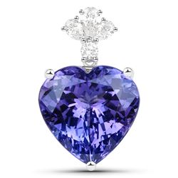 19.30 ctw Tanzanite & Diamond Pendant 18K White Gold - REF-1152W2M