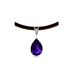 Genuine 6.01 ctw Amethyst & Diamond Necklace 14KT White Gold - REF-32X3M