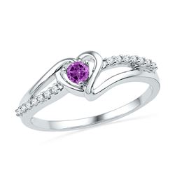 Lab-Created Amethyst Heart Ring 1/5 Cttw 10kt White Gold