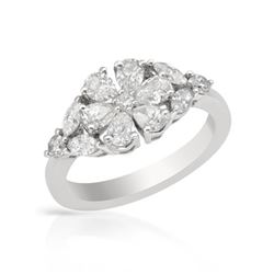 1.53 CTW Diamond & Marquise Ring 18K White Gold - REF-165F2N