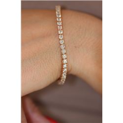 Natural 6.08 ctw Diamond Eternity Tennis Bracelet 18K Rose Gold - REF-512A5R