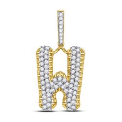 Mens Diamond "W" Letter Charm Pendant 1-1/2 Cttw 10kt Yellow Gold