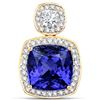 Image 1 : 9.25 ctw Tanzanite & Diamond Pendant 18K Yellow Gold - REF-1010N2A