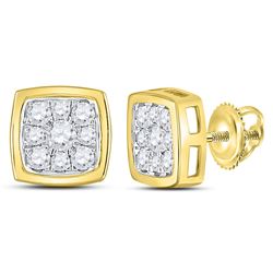 Diamond Square Cluster Stud Earrings 1/2 Cttw 14kt Yellow Gold