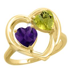 2.61 CTW Diamond, Amethyst & Lemon Quartz Ring 14K Yellow Gold - REF-33A5X