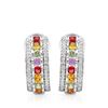 Image 1 : 2.57 CTW Multi-Color Sapphire & Diamond Earrings 14K White Gold - REF-106Y6X