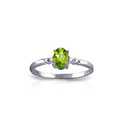 Genuine 0.46 ctw Peridot & Diamond Ring 14KT White Gold - REF-27F3Z