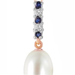 Genuine 4.15 ctw Pearl, Sapphire & Diamond Necklace 14KT Rose Gold - REF-20Y4F