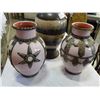 Image 2 : POTTERY LIDDED JAR AND 2 PINK METAL AND CERAMIC VASES