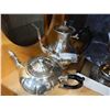 Image 2 : BOX OF SILVER PLATE SERVING PIECES AND TEA POT