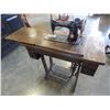 Image 2 : VINTAGE SINGER SEWING MACHINE W/ FOOT PEDAL AND MAPLE HARDWOOD STOOL