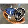 Image 2 : WICKER DOG BED, SOMBRERO, TENNIS RACKET, AND KIDS SEAHWAKS JERSEY