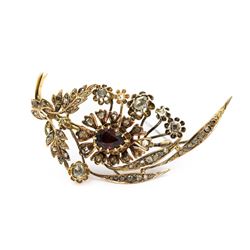 Victorian Gold/Garnet/Diamond Brooch