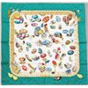 Image 1 : Authentic HERMES "Couvee d'Hermes" Egg Basket Green 100% Silk Scarf