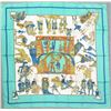 Image 1 : Authentic HERMES "LE TEMPS des MARIONNETTES" Green100% Silk Scarf