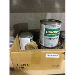 Case of Sunproof Semi-Gloss Exterior House and Trim Paint Acrylic Latex Ultra Deep Base (4 x 840mL)