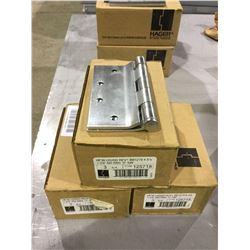 LOT OF 3 BOXES HAGER - 4.5 INCH X 1 3/4 INCH STAINLESS ANGLED HINGES RH