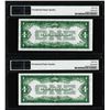 Image 2 : (2) Consecutive 1928B $1 Silver Certificate Notes Fr.1602 PMG Choice Uncirculated 64EPQ