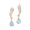 Image 1 : Plated 18KT Yellow Gold 2.05ctw Blue Topaz and Diamond Earrings