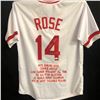 Image 1 : PETE ROSE SIGNED CAREER STAT JERSEY ( JSA COA)