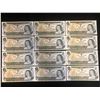 Image 1 : LOT OF 12 CANADIAN 1 DOLLAR SEQUENTIAL BILLS