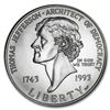Image 1 : 1993-P Jefferson 250th Anniversary $1 Silver Commem BU (Box/COA)