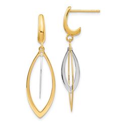 14k Two-Tone Polished Post Dangle Earrings