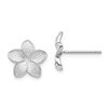 14k Yellow Gold White Polished & Textured Plumeria Post Earrings