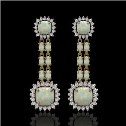 4.5 ctw Aquamarine & Diamond Earrings 14K Yellow Gold