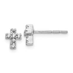 14k White Gold Diamond 4 mm Cross Earrings - 6 mm