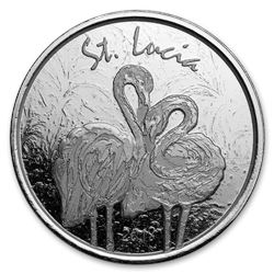 2018 St. Lucia 1 oz Silver Pink Flamingo BU