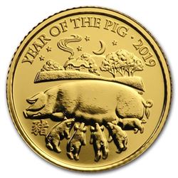 2019 Great Britain 1/10 oz Gold Year of the Pig BU (Box & COA)