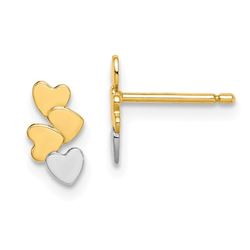 14k & White Rhodium Hearts Post Earrings - 40 mm
