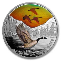 2019 Canada 2 oz Ag $30 Majestic Birds in Motion: Canada Geese