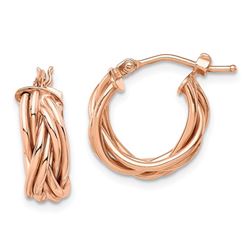 14k Rose Polished Braided Hoop Earrings - 39 mm