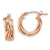 14k Rose Polished Braided Hoop Earrings - 39 mm