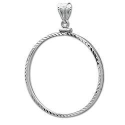 Sterling Silver Screw Top Diamond Cut Coin Bezel - 39.4 mm