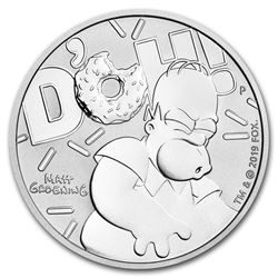 2019 Tuvalu 1 oz Silver The Simpsons: Homer BU