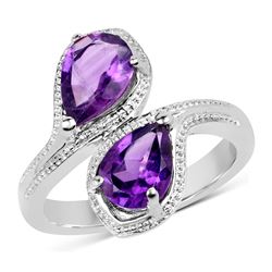 0.46 ctw Genuine Black Diamond and White Diamond .925 Sterling Silver Ring