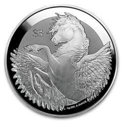 2019 British Virgin Islands 5 oz Silver Pegasus Frosted BU
