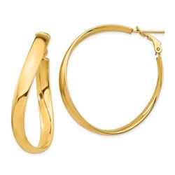 14k Wavy Omega Back Hoop Earrings - 5x39 mm