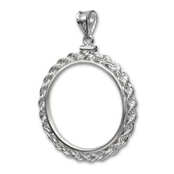 14K White Gold Screw-Top Rope Polished Coin Bezel - 27 mm