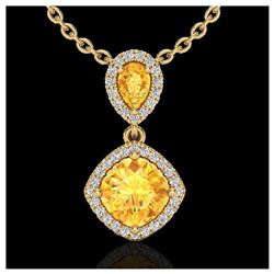 0.76 ctw Intense Fancy Yellow Diamond Art Deco Necklace 18K White Gold