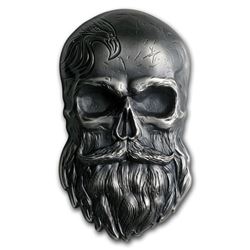 2019 Palau 1 oz Silver Antique Finish Biker Skull