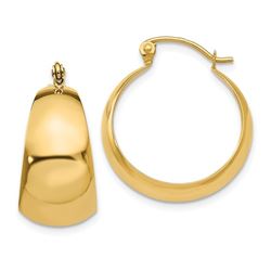 14k Gold Polished 10.5 mm Tapered Hoop Earrings